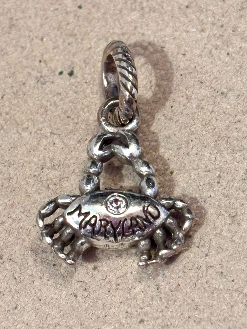 Brighton Maryland state charm Silver crab with crystal Red heart on back